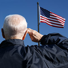 Man saluting flag