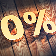 0% sign made of wood