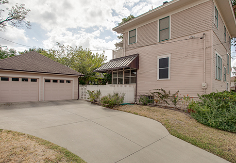 Pink-colored garage