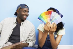 couple choosing a paint color together