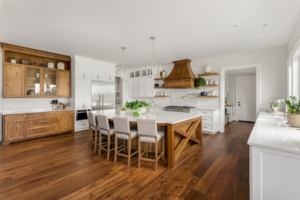 a home with dark hardwood flooring