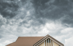 a house before a thunderstorm